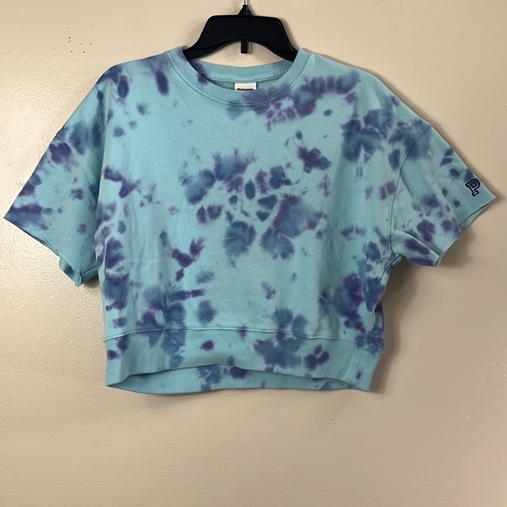 Pink cropped sweatshirt top tie dye size XS
